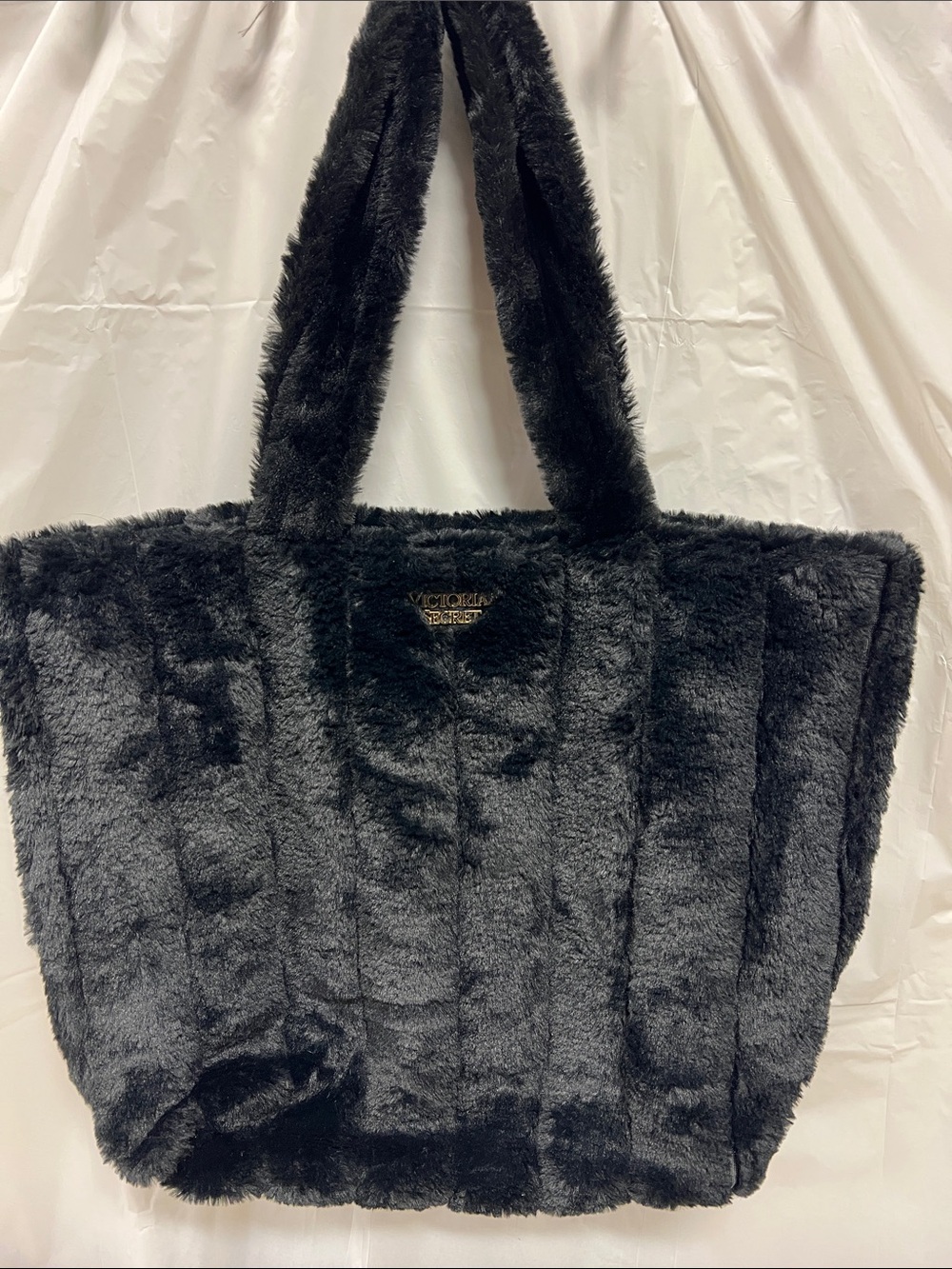 Victoria's Secret Black Faux Fur Tote